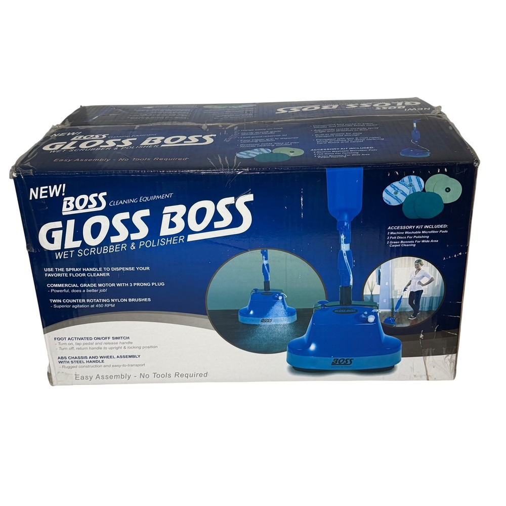 Boss Cleaning Equipment Gloss Boss Deluxe Wet Scrubber Polisher Blue B200-S